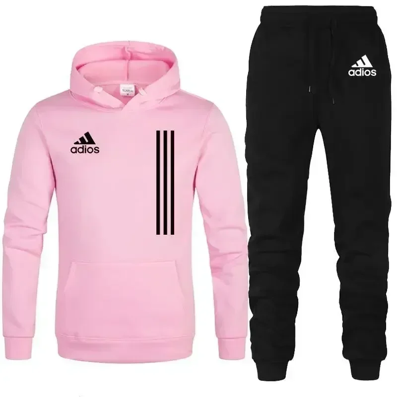 Nuovo pullover a maniche lunghe da uomo autunno e inverno con cappuccio + pantaloni Set di abbigliamento sportivo da uomo da corsa all'aperto alla moda in 2 pezzi