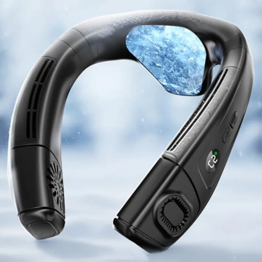 

Neck Fan Portable Personal Fans, Ergonomic Cold Neck Fan with Cooling Plate, Type-C 8000mAh Rechargeable 3D Airflow Wearable LE