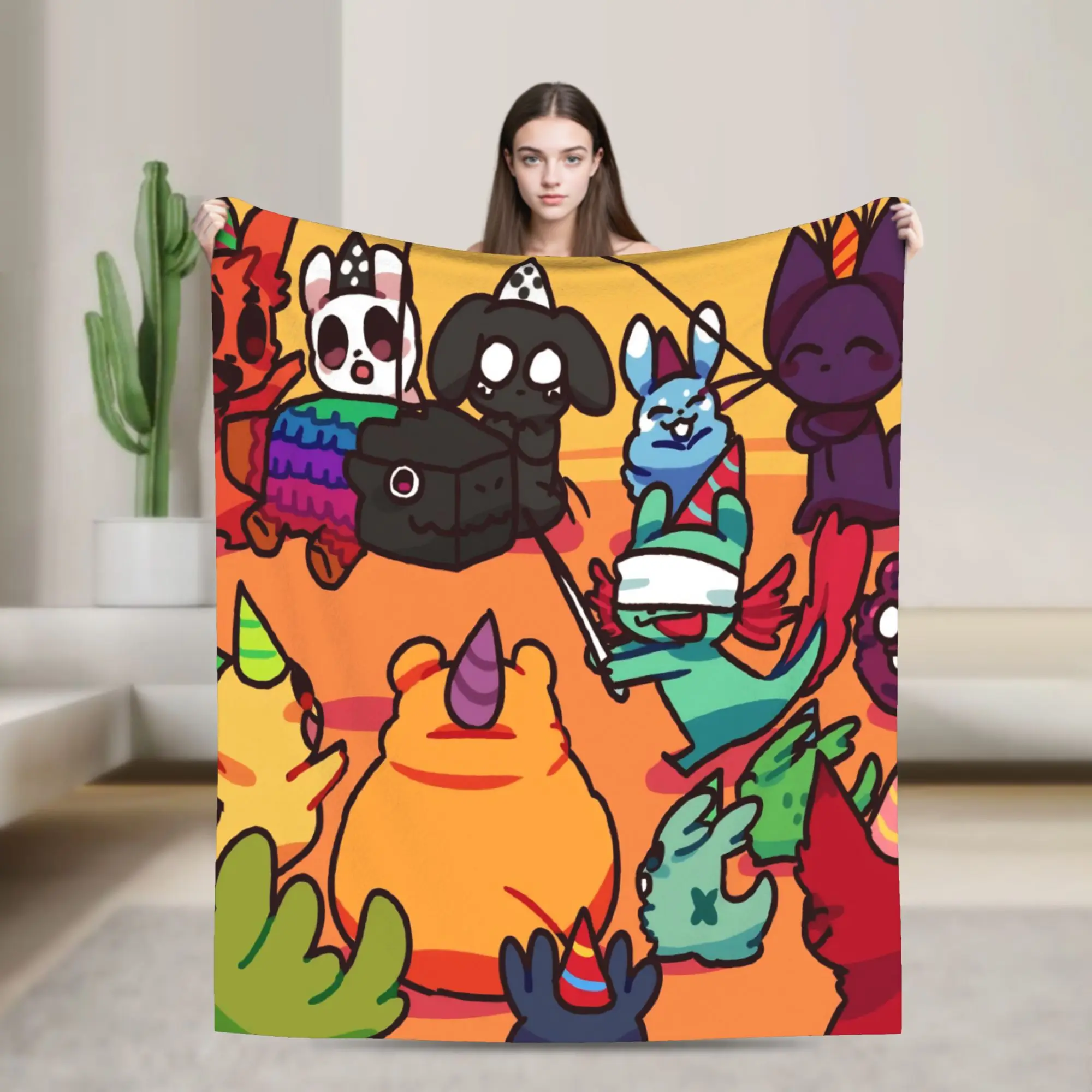 Rain World Slugcat Birthday Party Celebration Merch Blanket Soft Flannel  Throw Blankets Comfortable Quilt