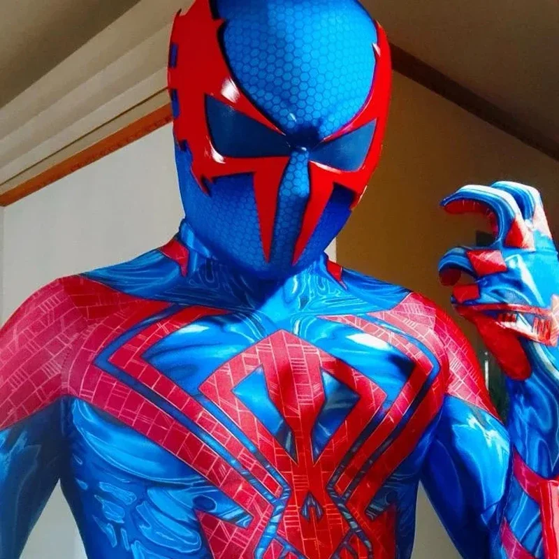 ブルー スパイダーマン 2099 マスク フェイスシェルと目付き 1:1 3D