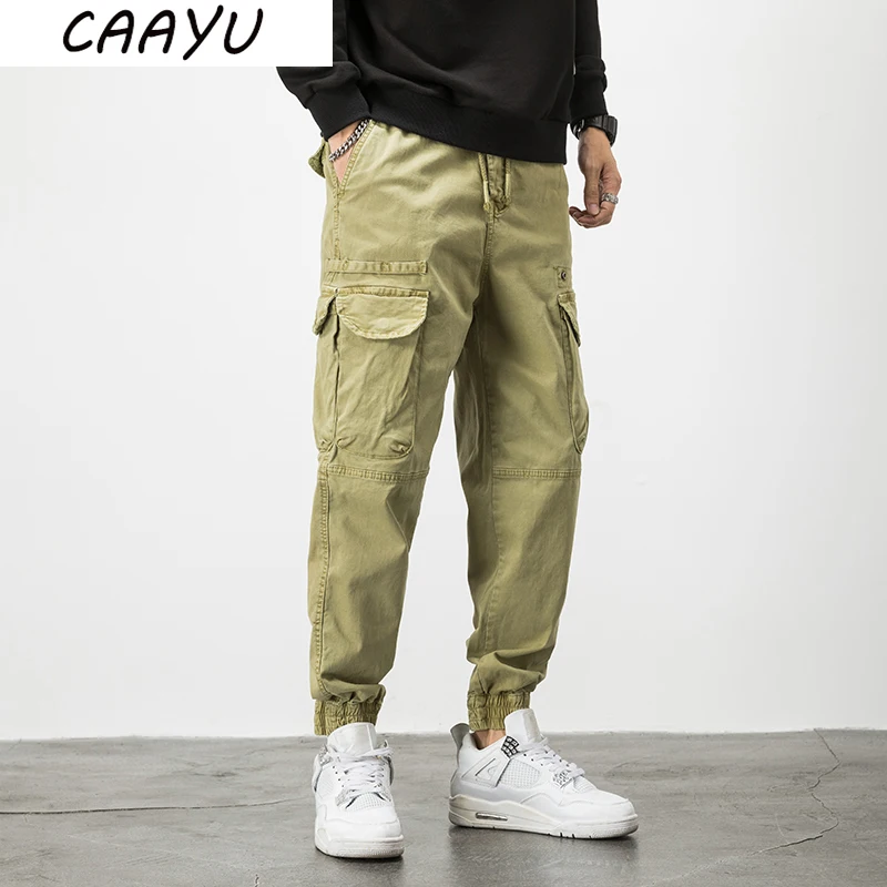 CAAYU Mens Cargo Pants Men New Multi-pocket Pockets Trouser Japanese Streetwear Jogging Pants Hip Hop Casual Cargo Pants for Men