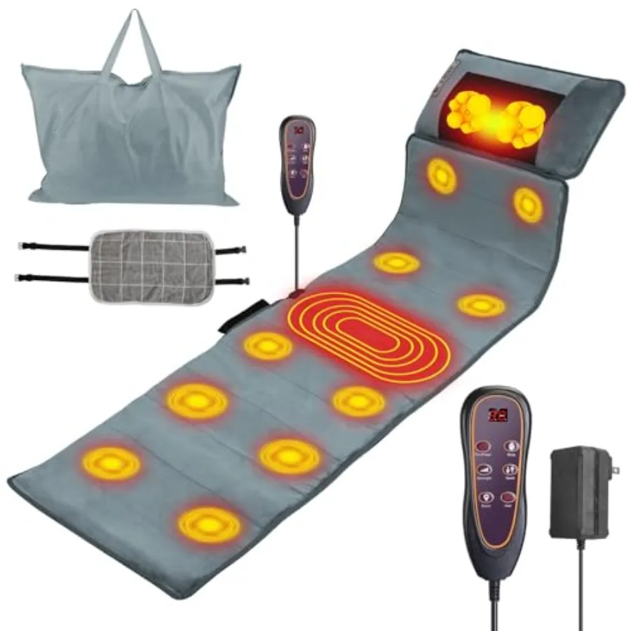 

Массажный коврик для всего тела с подогревом и вибрацией, массажная накладка на кресло с функцией шиацу и подушкой для массажа шеи для снятия боли, 10 режимов вибрации