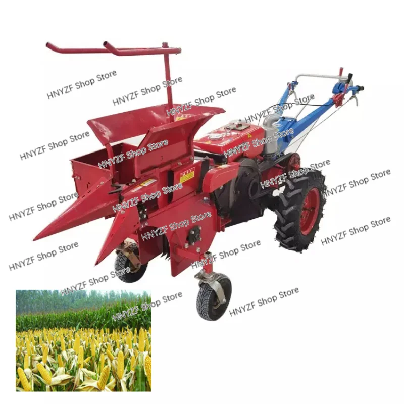 Small Agriculture Machine One Row Corn Picker Mini Walking Tractor Single Row Maize Harvesting Machine