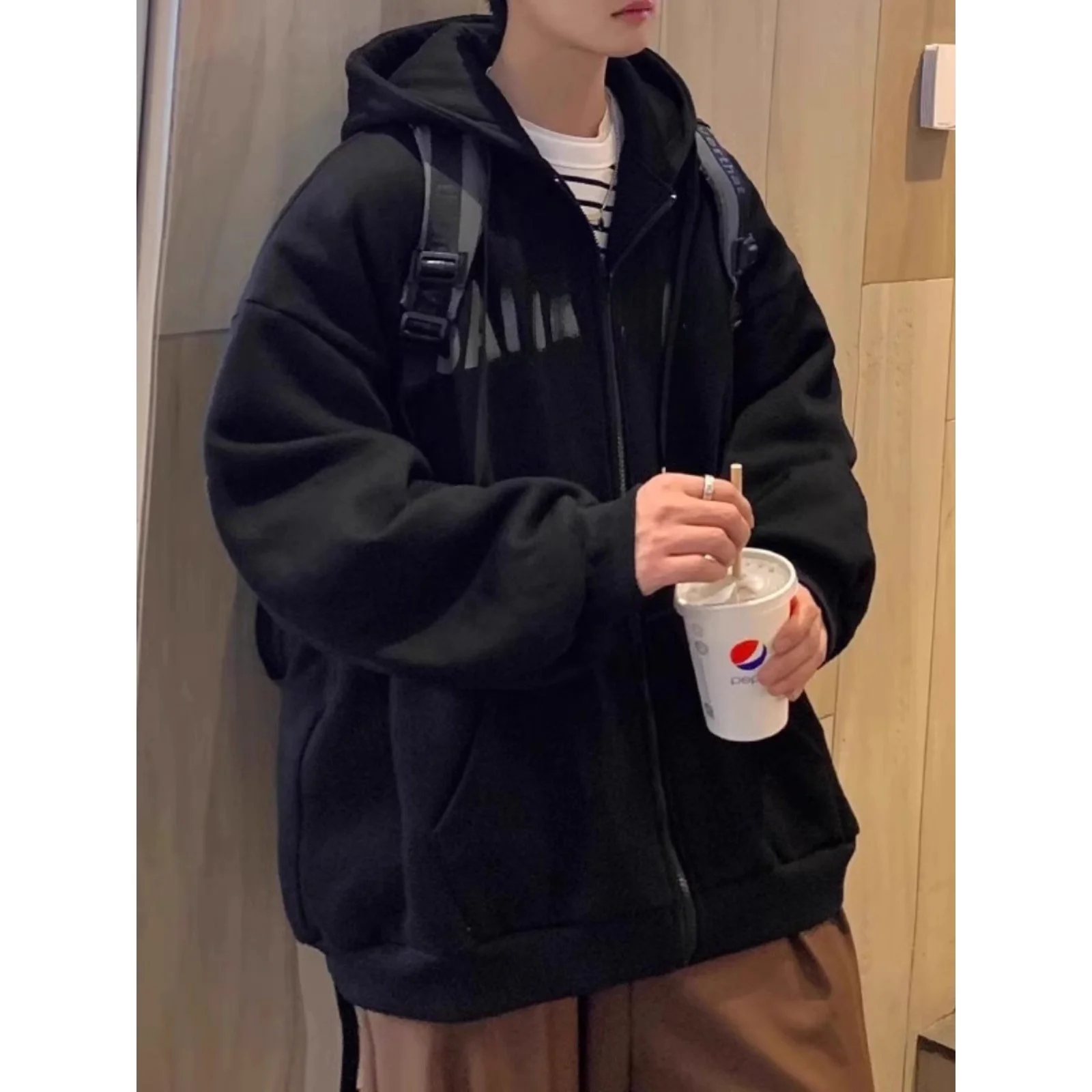 

Толстовка большого размера с капюшоном, кардиган, джет для мужчин и женщин, верхняя одежда Lazy Sle, тяжелая вес на подкладке, осень-зима