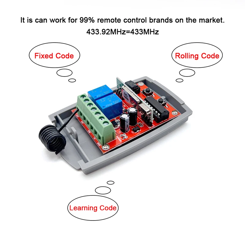 For SCS SENTINEL Remote Control Receiver 12V 24V 2CH 433MHz Garage Door Remote Control Wireless Transmitter Receiver 433.92MHz