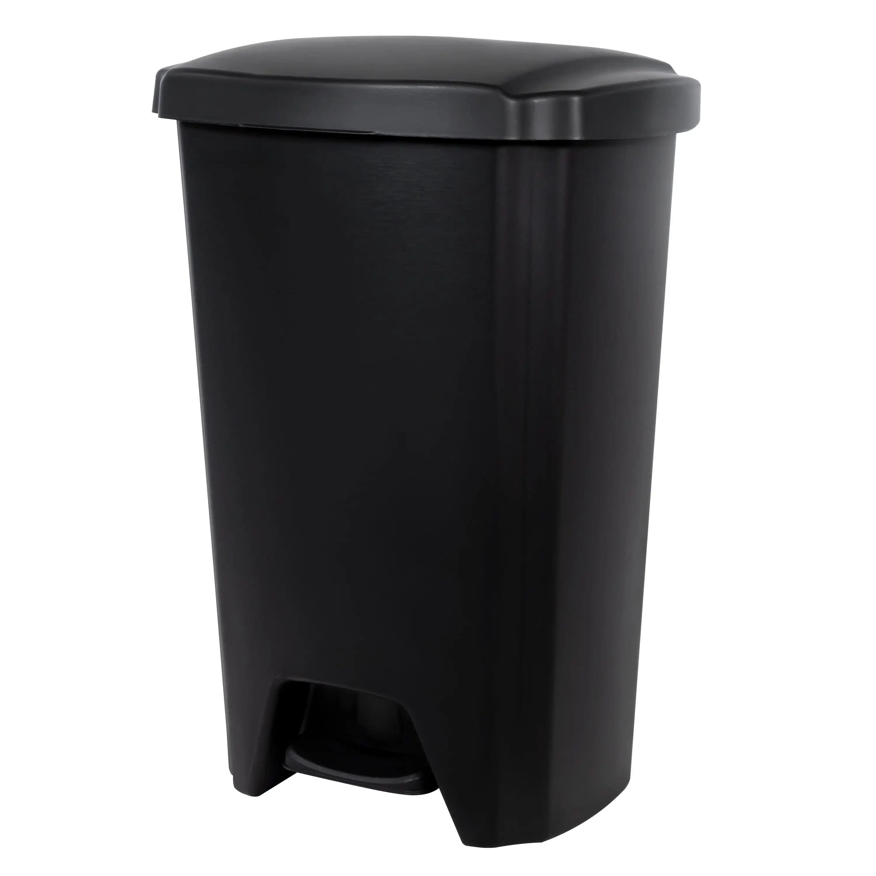 

12.1 Gallon Trash Can, Plastic Step On Kitchen Trash Can, Black Press the pedal to handle the soft closin