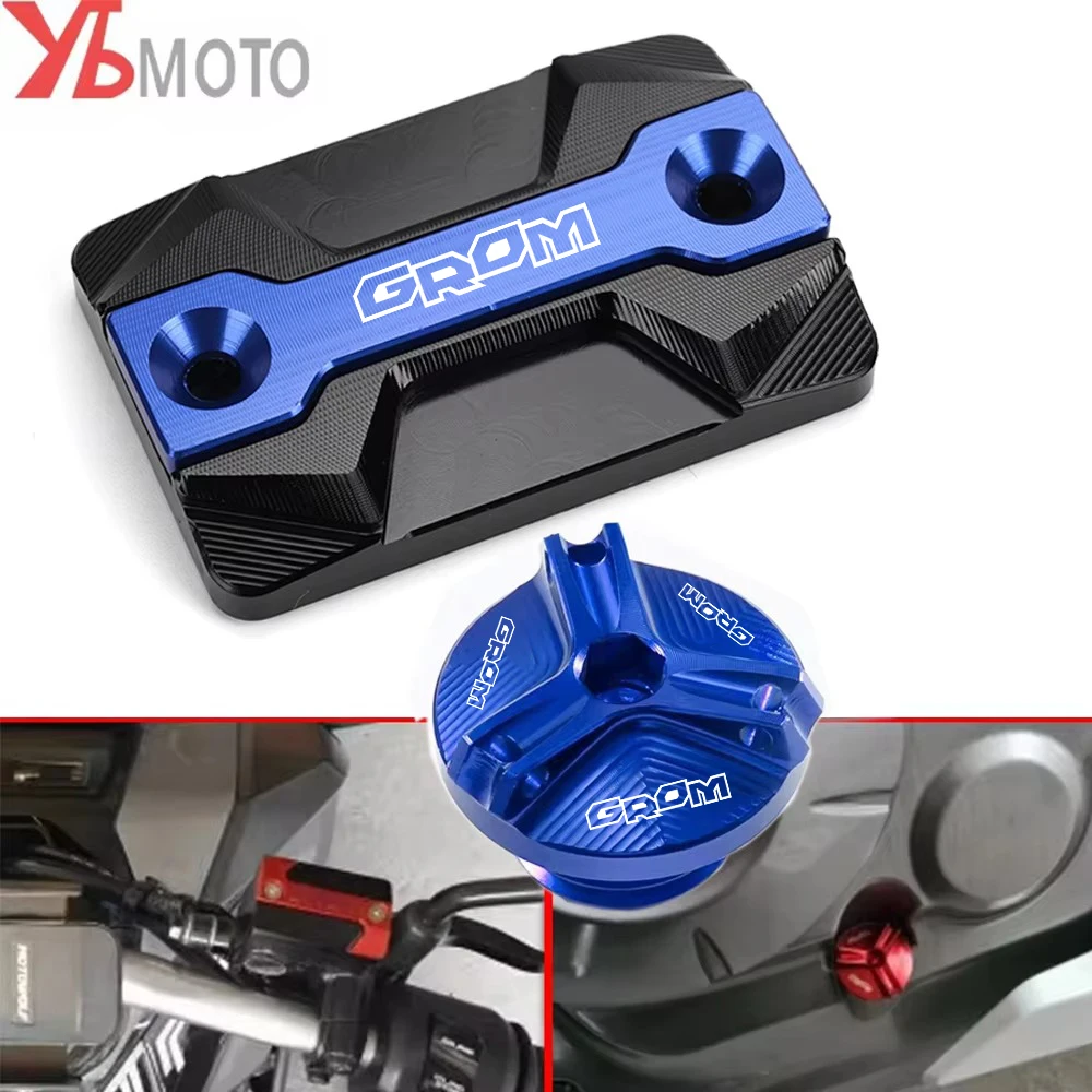 Para Grom motocicleta CNC tapón de llenado de aceite de motor para Honda MSX125 Grom 2013-2023 accesorios cubierta de depósito de líquido de frenos