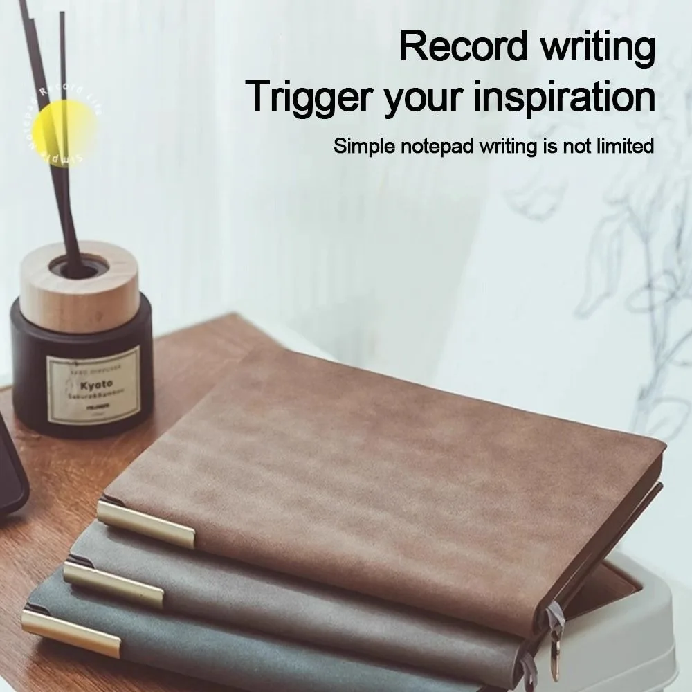 Durable Useful A5 Notebook Imitation Leather Thickened Business Notebook Simple Design Soft Leather Cover Notepad Office Use