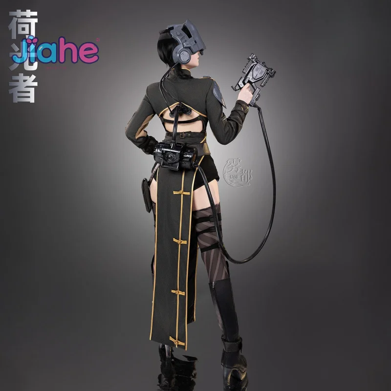 Game Anime Fendi INCARNATION Cosplay Costume Female Sexy Halloween Carnival Black Long Dress Helmet Props Socks Armor Full Set