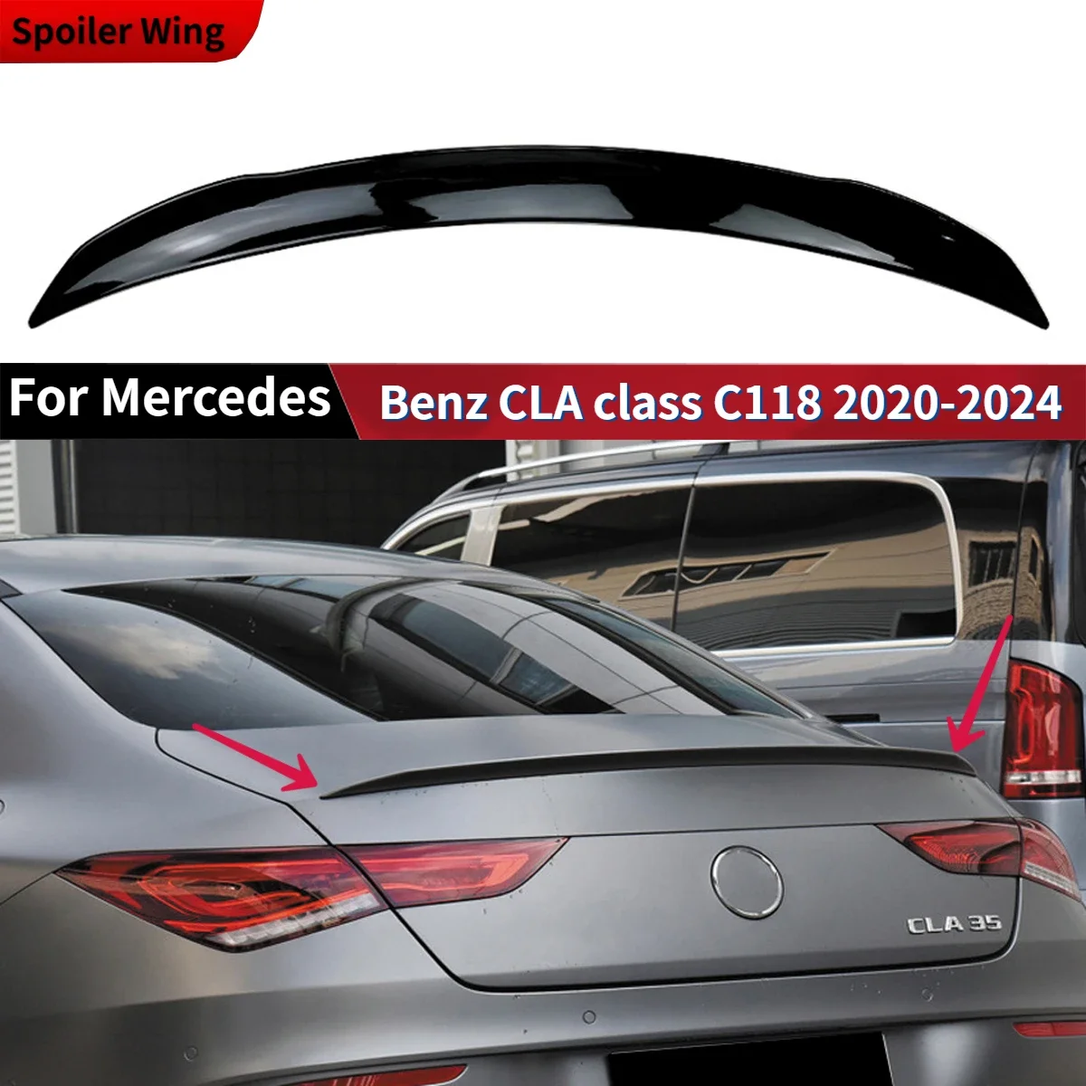 Car Rear Boot Trunk Spoiler Wing Bodykit for Mercedes Benz CLA Class C118 W118 X118 CLA180 200 220 250 CLA35 CLA45 AMG 2020-2024