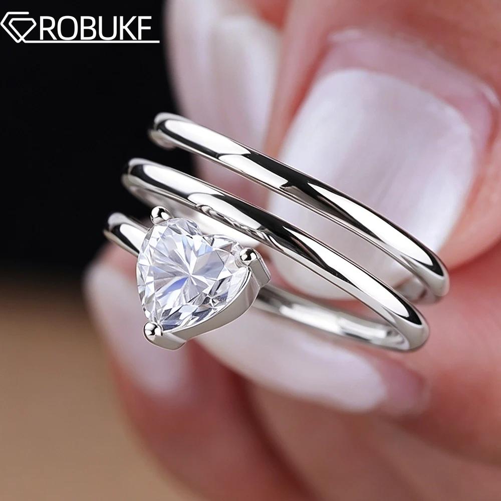 

1Carat Heat Cut Moissanite Ring For Women 3 Row Open Cuff Bypass Eternity Wedding Band S925 Sterling Silver Jewelry Certificate