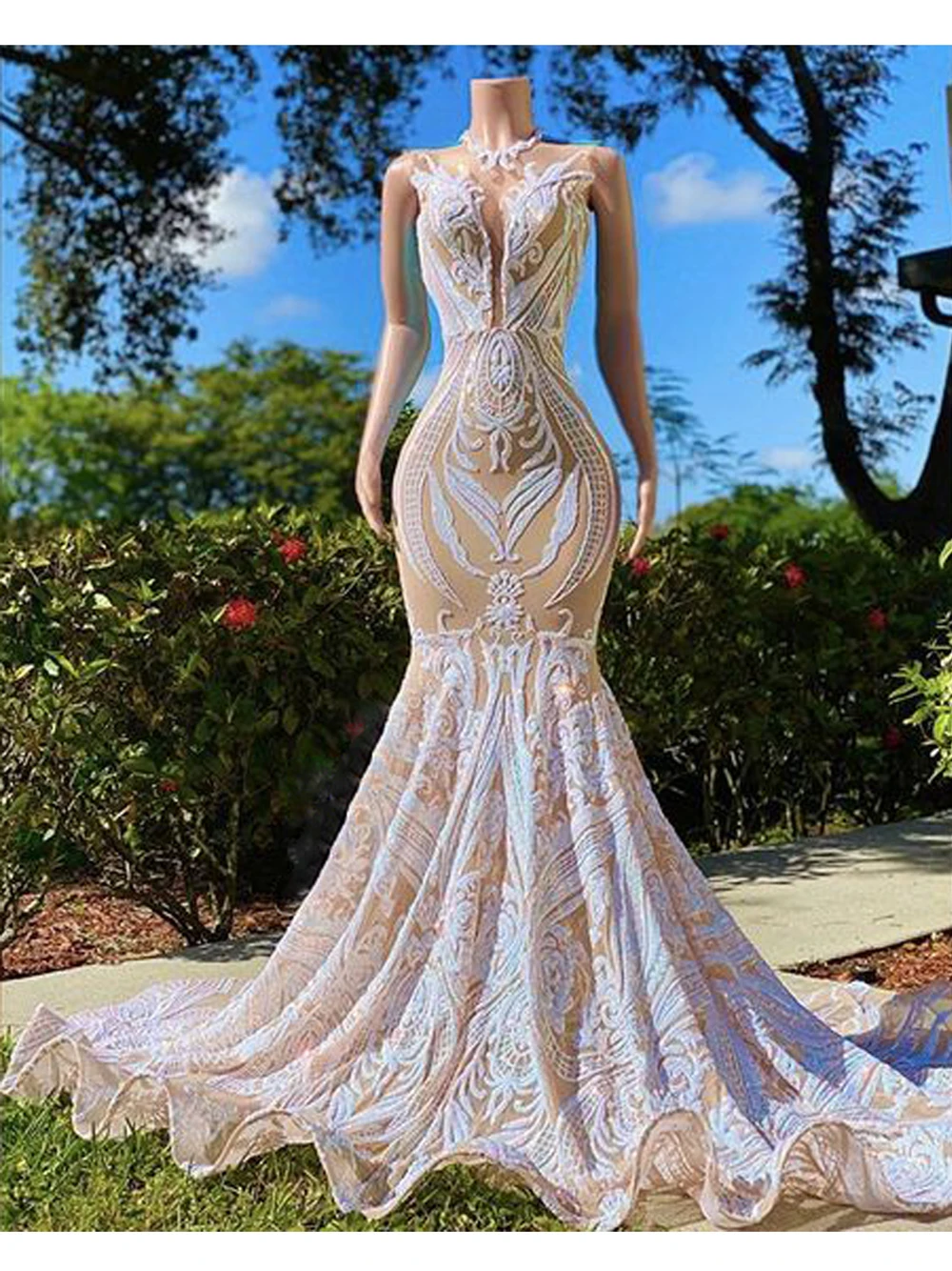 Dubai New Elegant Mermaid Prom Dress Ruffled Hem Front Deep V Hollow Sequined Vestido De Gala Party Evening Celebrity Long Gown