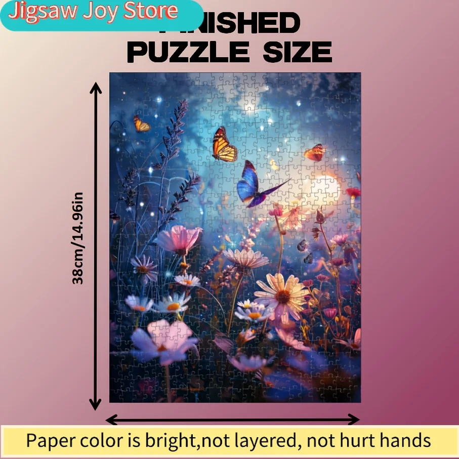 A 500pcs Mini-Sized Paper Puzzle Featuring a Blue Butterfly, Designed for Adults. This Portable Card Game Is Perfect for Parti