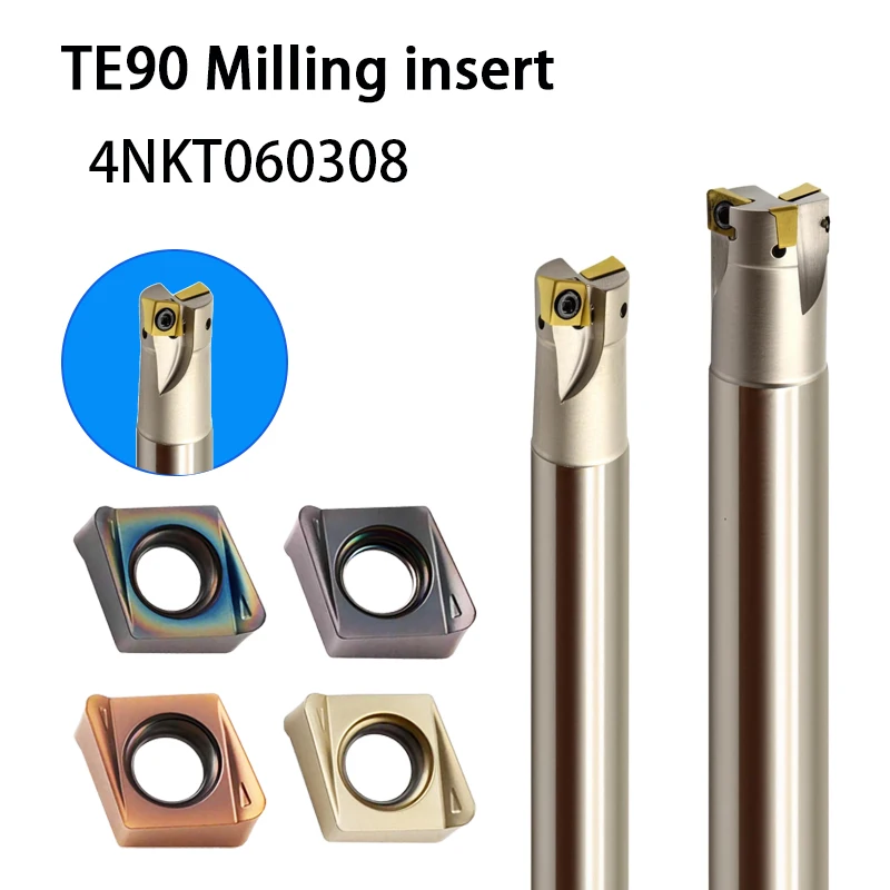 

﻿CNC Milling Insert 4NKT060308 Double Sided Right Angle Four Edge Hard Alloy Rough Milling Insert Paired With TE90 Milling Rod