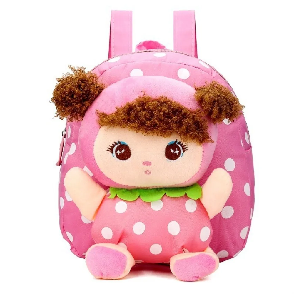 Soft Polka Dot Children Backpack Multiple Pockets Adjustable Straps Rucksack Lightweight 3D Design Kindergarten Schoolbag