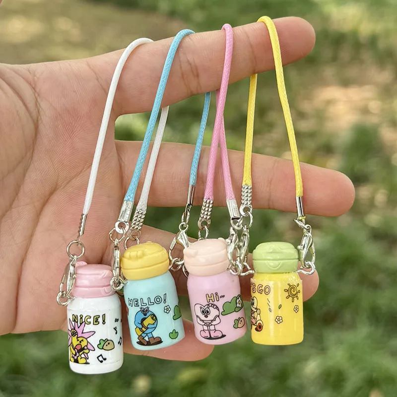 Cute Keychain Mini Kettle Thermos Cup Pendant Cartoon Small Bottle Doll DIY Water Cup Accessories Gift