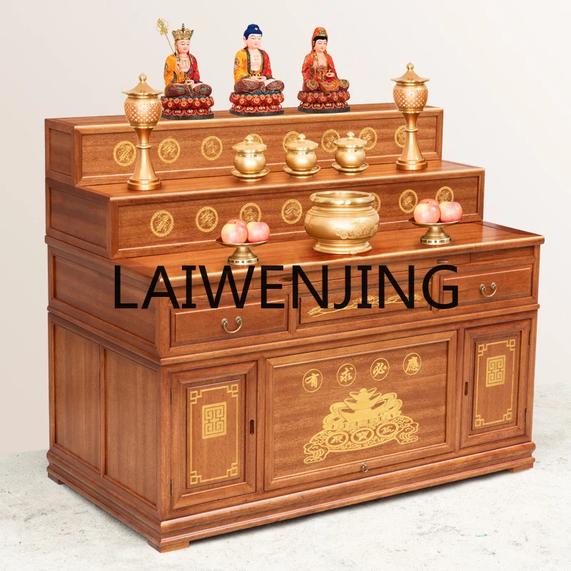 

Solid Wood Tibetan Three-Layer Buddha Shrine Guan Gong Altar Incense Burner Table Fokan Cabinet Step Altar