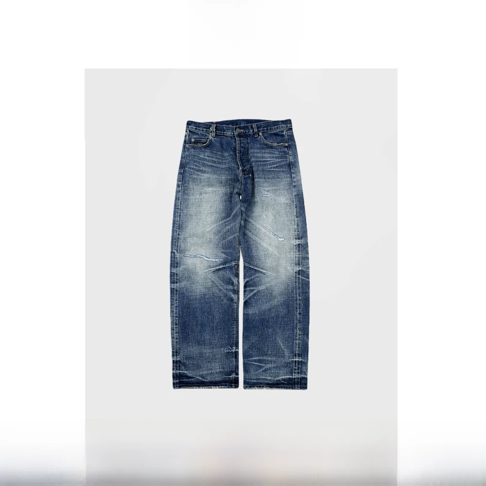 

Waed American Retro Honeycomb l Aged Men's Jeans Loose Straight Leg Cotton 00% Youth Faion Casual Wear