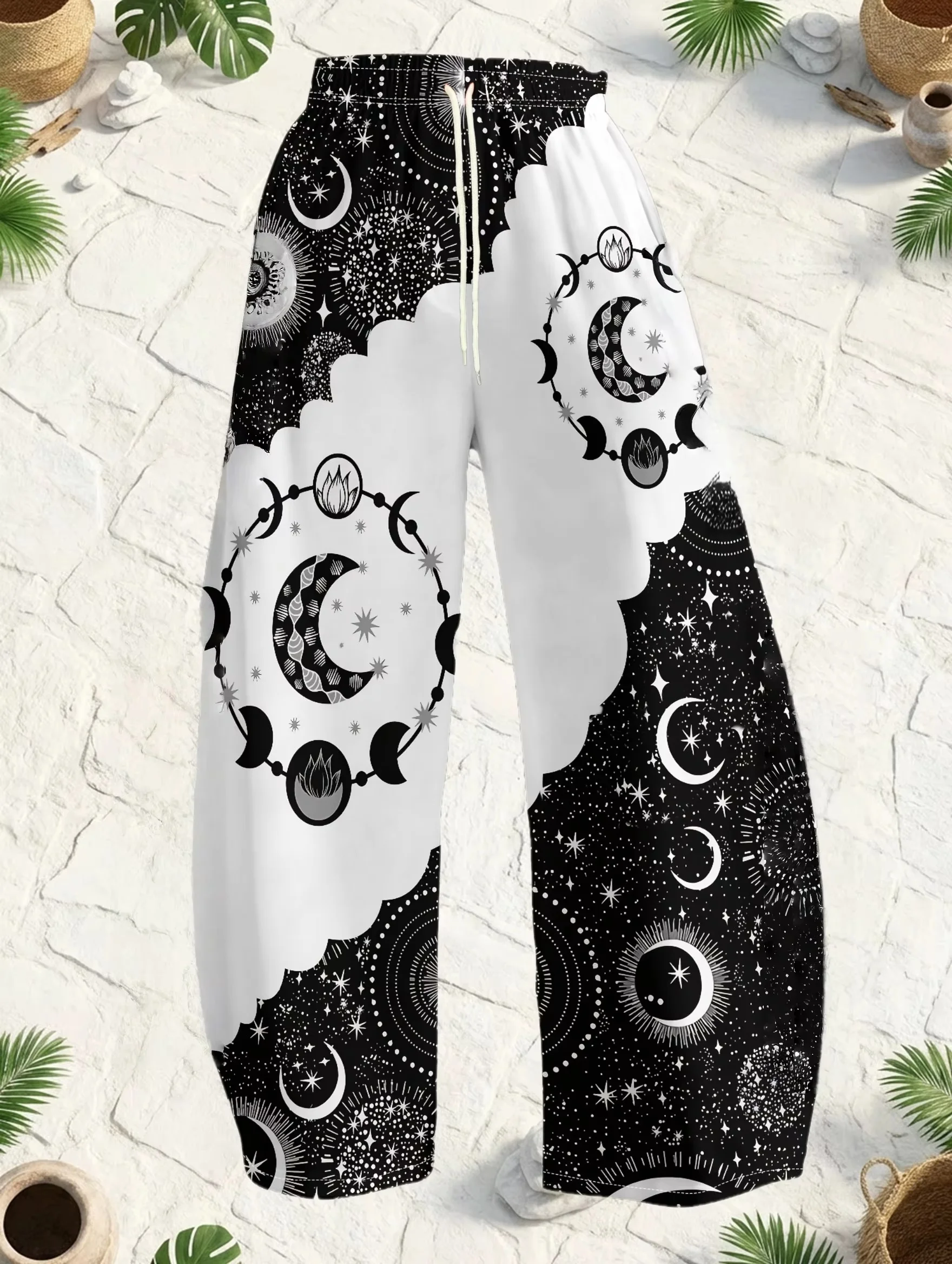 

Новые брюки унисекс с 3D-принтом «Звезды фаз луны», быстросохнущие, дышащие, в богемном стиле, свободного кроя, повседневные, для детей