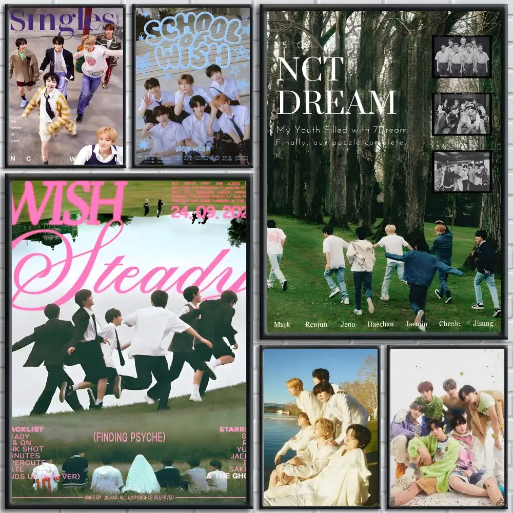 Kpop N-NCT أتمنى اللوحة الخط HD طباعة شخصية قماش جدار جدارية ملصق فني صور لغرفة المعيشة ديكور المنزل #1