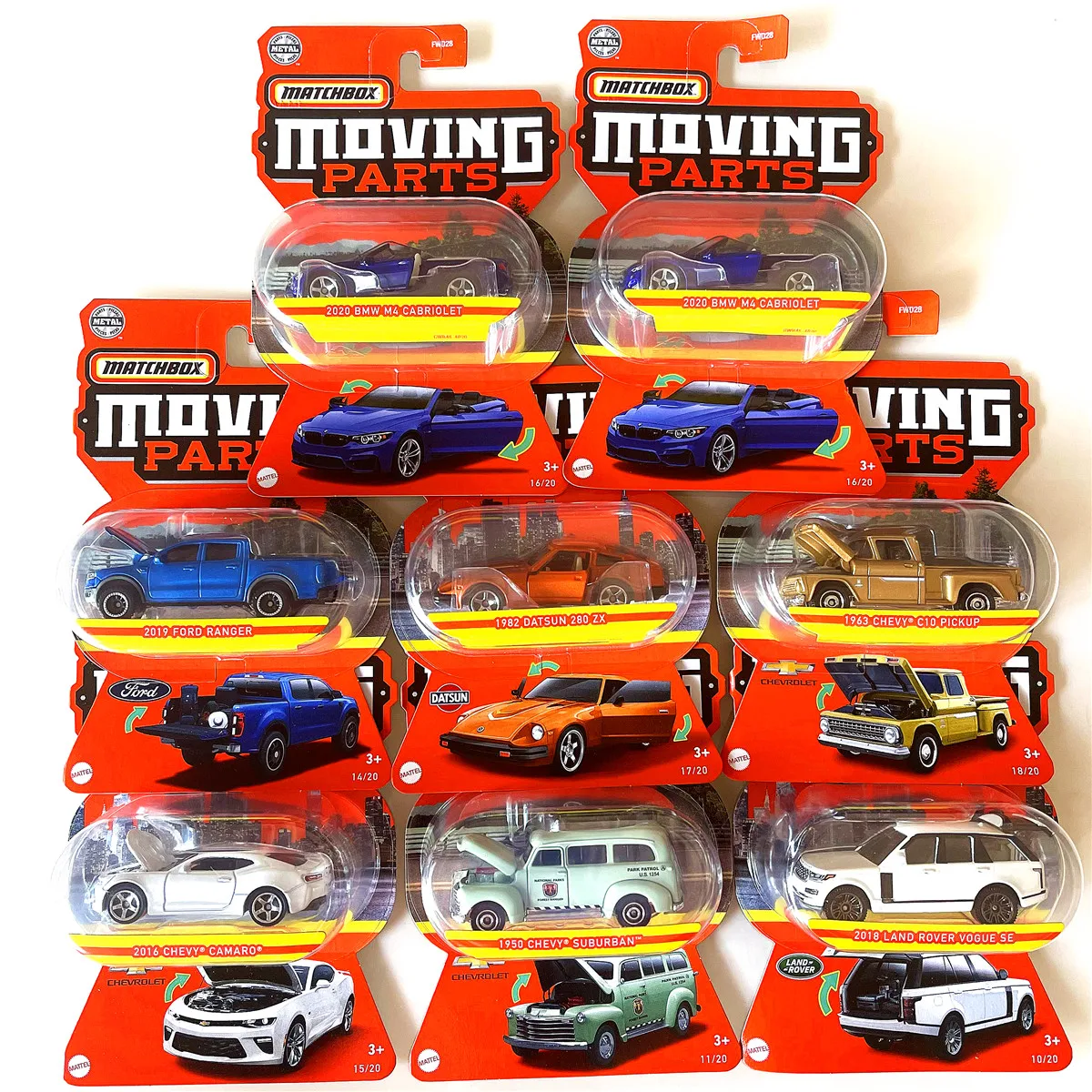 Matchbox Moving Parts 1:64 Diecast Car Model 8Pcs Set Realistic Alloy Vehicle Collectible Toy Gift for Hobby Collectors