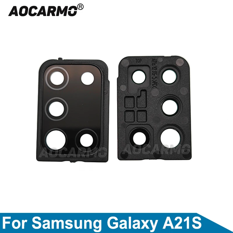 Aocarmo Back Rear Camera Lens Glass With Frame Holder For Samsung Galaxy A21S A217F Replacement Part