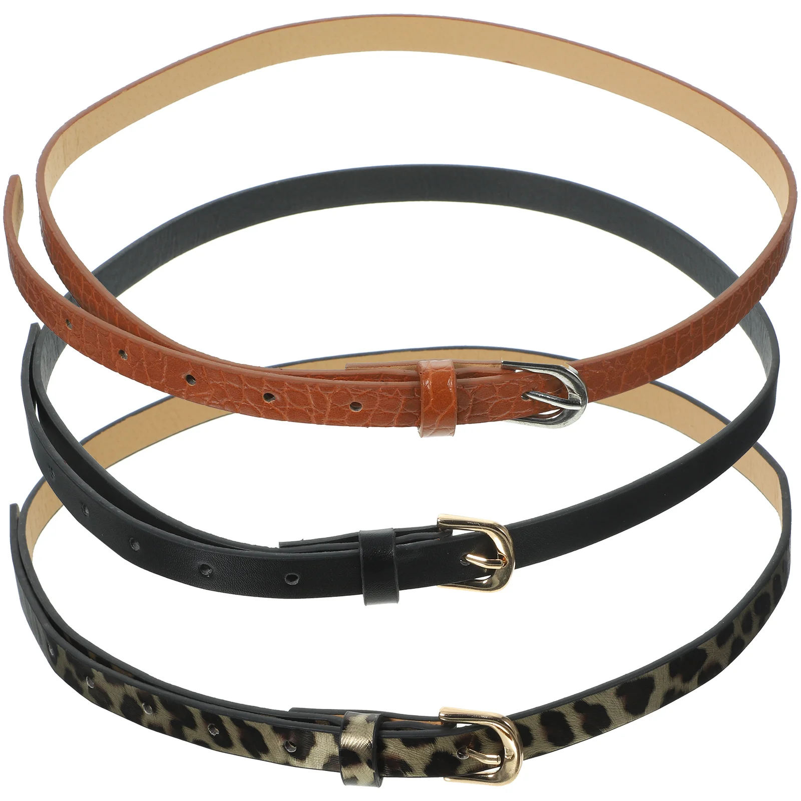 

3Pcs Leopard PU Waist Belt Adjustable Fashionable Waist Belts for Women Dress Dress Belt Pants Belts for Women Dresses