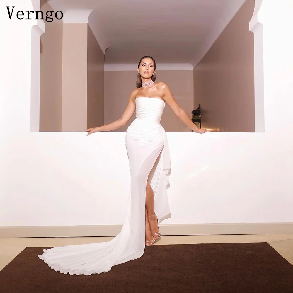 

Verngo lvory Wedding Dress Strapless Mermaid Sweap Train Bridal Gowns Women Elegant Prom Bride Dresses Customized