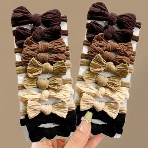 Imagen 2 del producto 5-10 Uds. Bandas para el cabello con lazo para mujer, diademas elásticas, pajarita negra, coleteros, accesorios coreanos para el cabello para niña, regalo