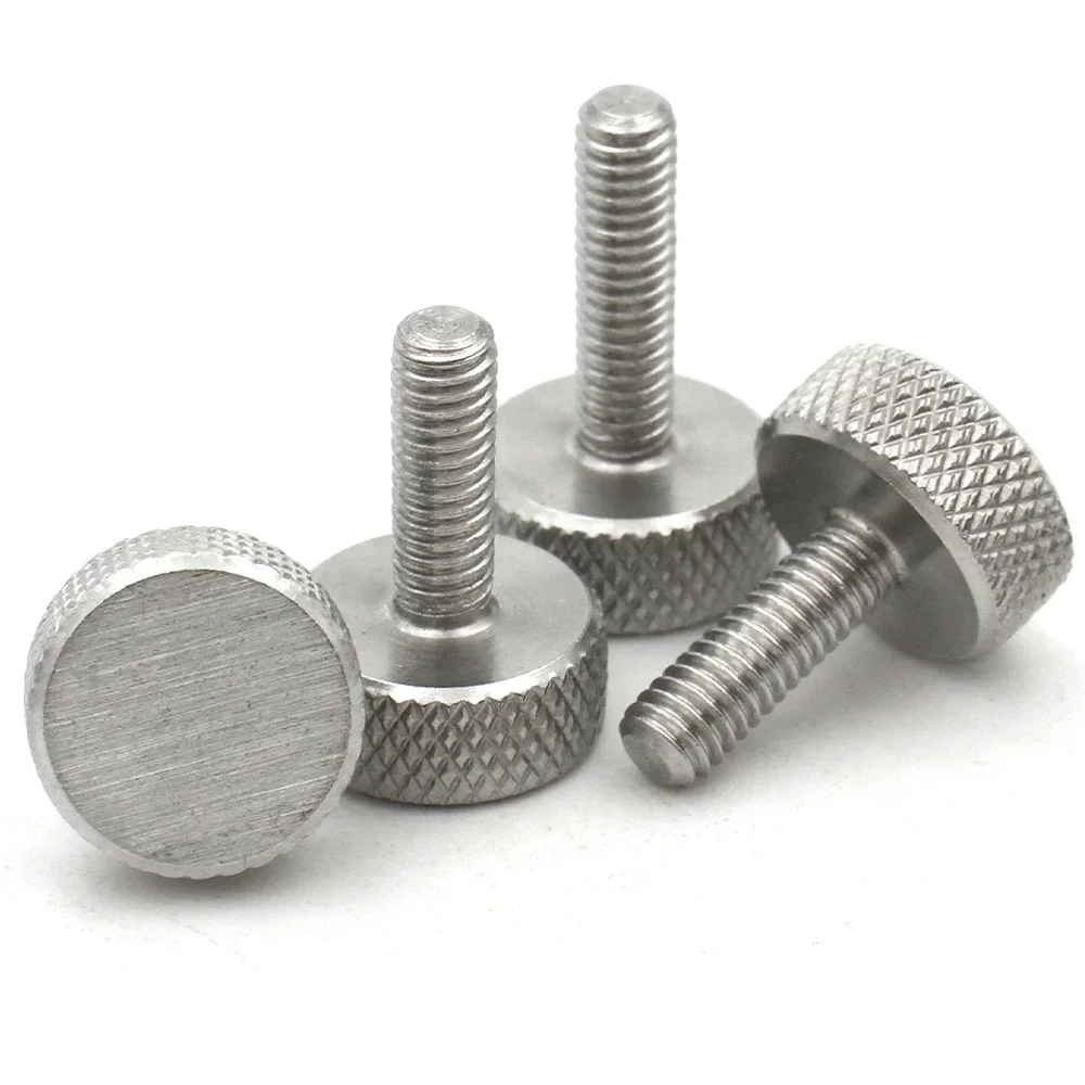 1/2/5pcs M2 M2.5 M3 M4 M5 M6 M8 M10 304 Stainless Steel Knurl Flat Head Hand Tighten Curtain Wall Glass Thumb Screw Bolt DIN653