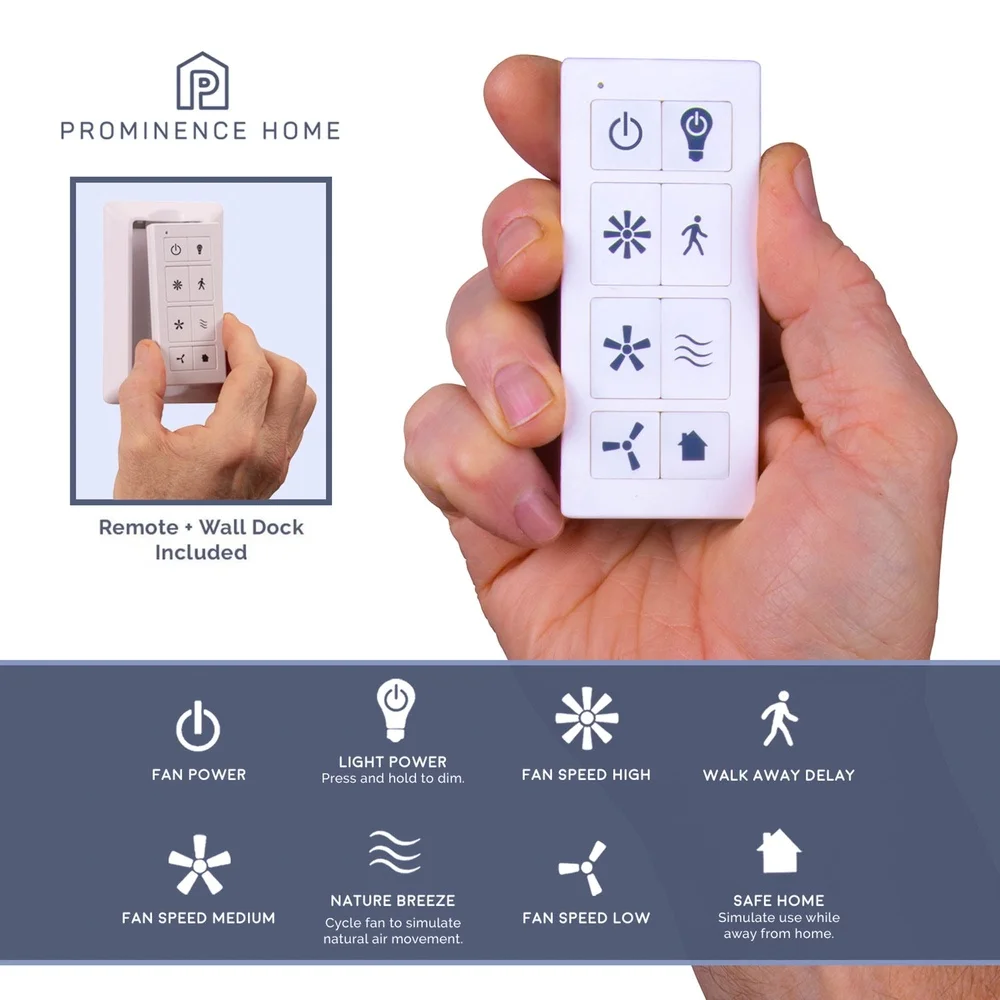 مروحة سقف بجهاز تحكم عن بعد 52 بوصة، 5 شفرات، ضوء LED متكامل قابل للتعتيم، شفرات قابلة للعكس بلمسة نهائية مزدوجة، مثالية متوسطة وكبيرة