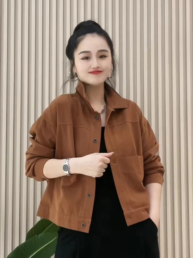 

Модная повседневная женская куртка на весну-осень, новая модель, с воротником-стойкой, теплая, хлопковая, с длинными рукавами, с карманами