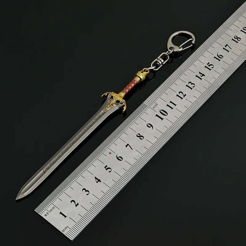 9cm/3.5in conan os bárbaros anime arma periférica modelo a espada do rei brinquedo de metal ornamentos coleção chaveiro presente