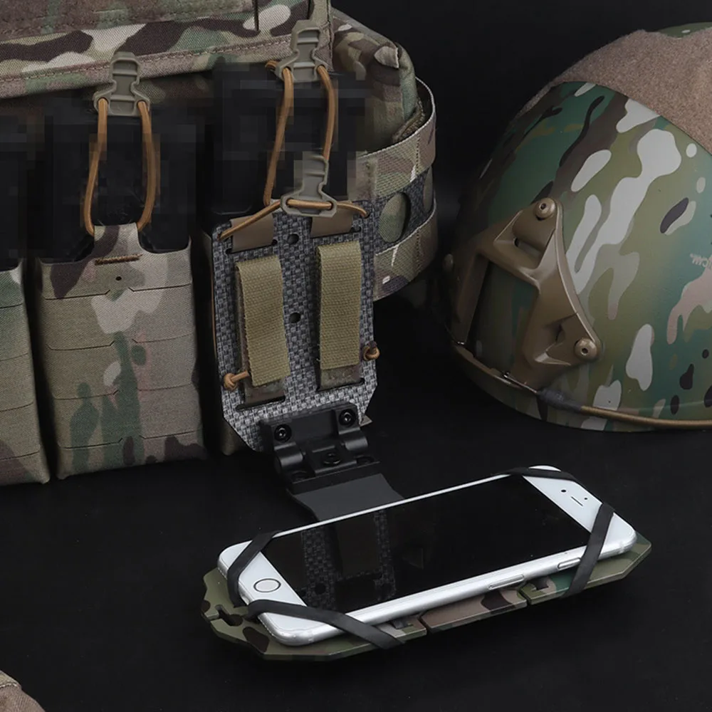 Tactical Rotating Phone Holder, Folding Design, Chest MOLLE Installation, Adjustable Elasticity, Easy to use