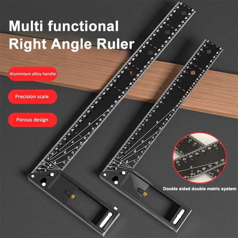 Multifunctional Right Angle Ruler 30/40CM L Square High-Carbon Steel 45/90 Degree Marking Angle Ruler Woodworking Measuring Tool