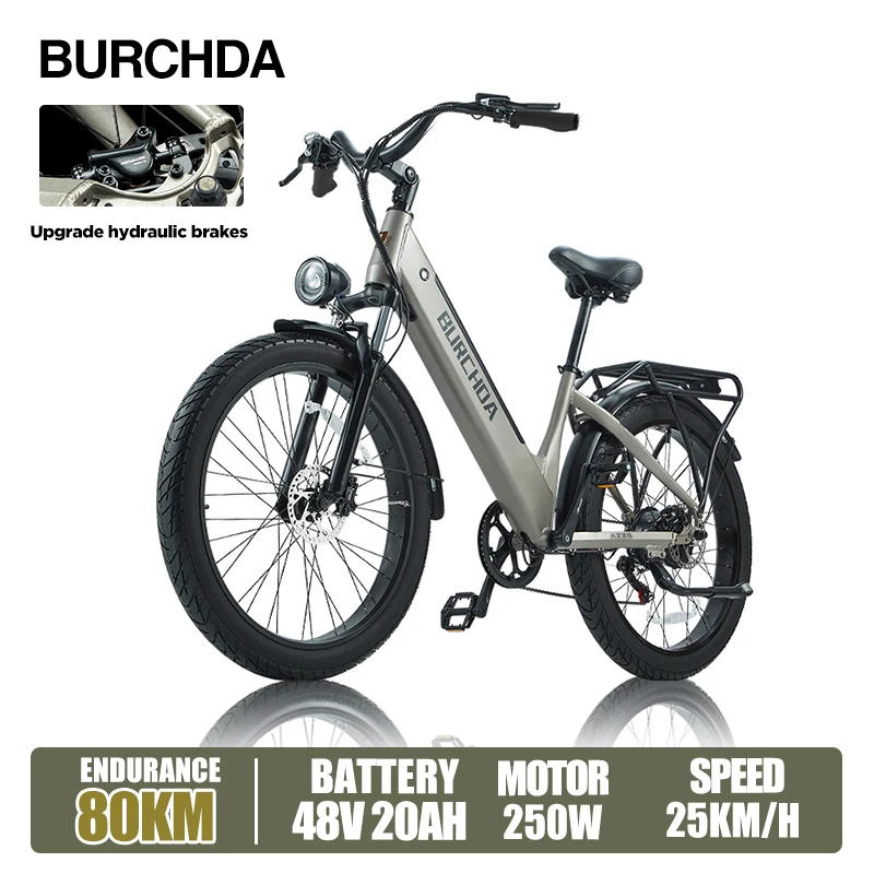 BURCHDA AZ26 Elektrische Fiets 1000W 26 Inch 3.0 Vetband Stadsfiets Volwassenen Elektrische Fiets 48V20AH Verwijderbare Batterij