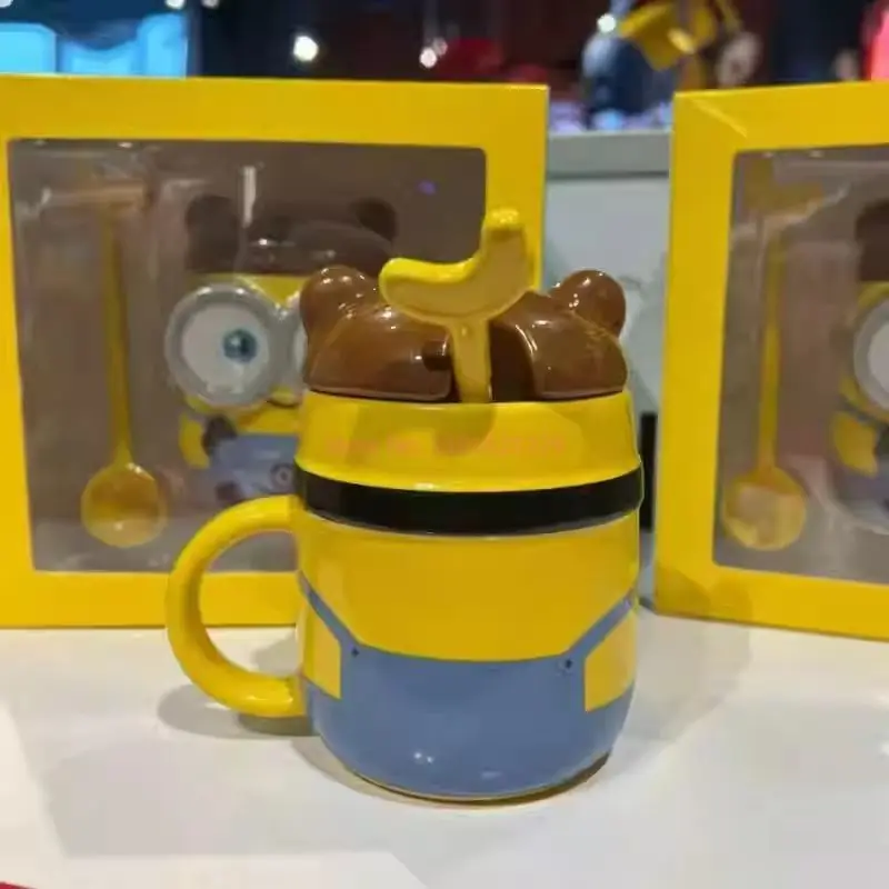 2025 NEW HOT Genuine Universal Studios Minions Bob 350ml Kubek Ceramiczny Kubek do Kawy Kubek z Pokrywką Kubek do Kawy Śliczny Kubek Bob Prezenty