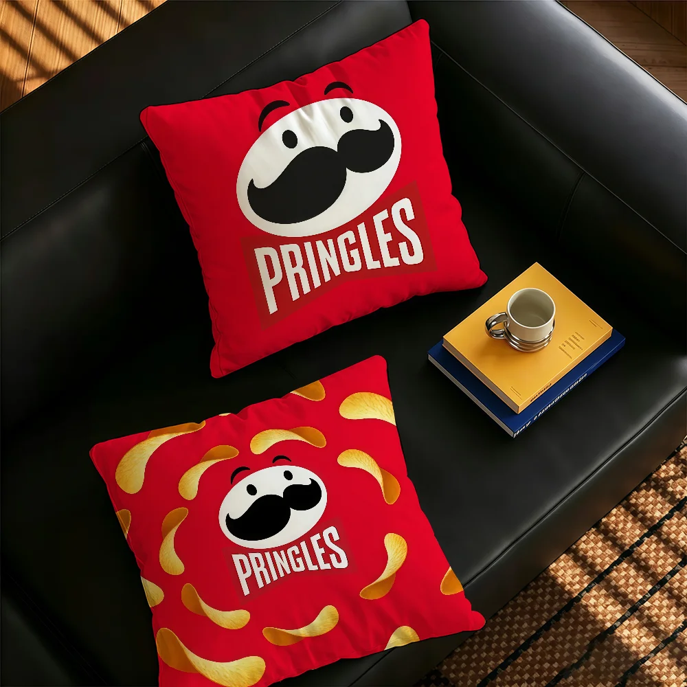 Food P-Pringles Logo cushion cover Comfortable Decorative For Bedroom Living room Dormitory Picnic and Holiday Decoration