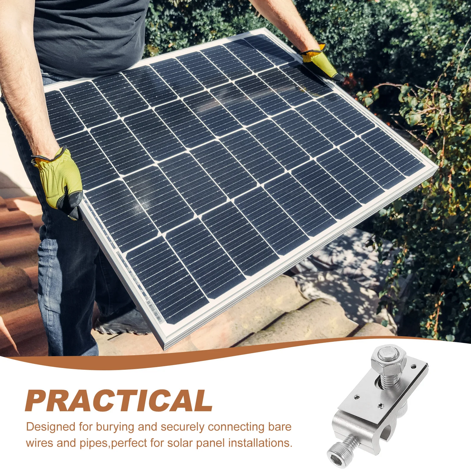 

4Pcs Solar Panel Grounding Lug Corrosion Resistant Ground Clamp for Secure Cable Connection System Solar Grounding Clip