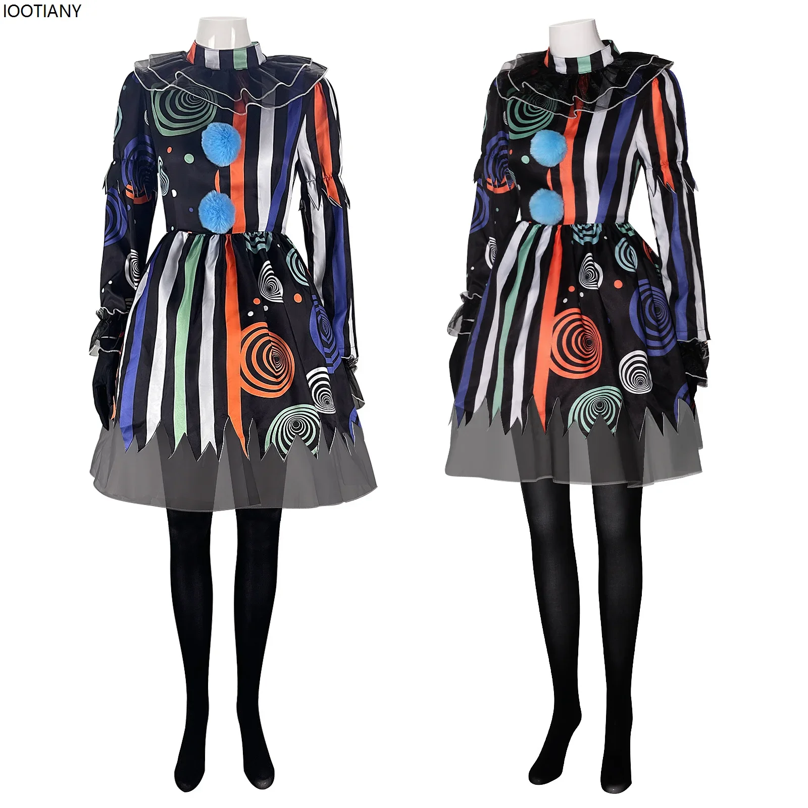 

CosplayHalloween Clown Girl Cosplay Costume Adult Women Clown Dress Uniform With Gloves Carnival Party Stage Dress Up Disguise S