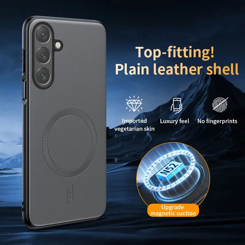 Premium Leder Vollschutz-Hülle für Samsung S26 S25 Edge S24 S23 FE Plus Ultra Business Magnetische Objektivschutz-Abdeckung
