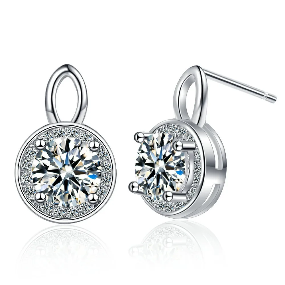 

Moissanite Stud Earrings for Women 925 Sterling Silver Green Blue Pink Red Black Blue Sparkling Moissanite Studs Earring Jewelry