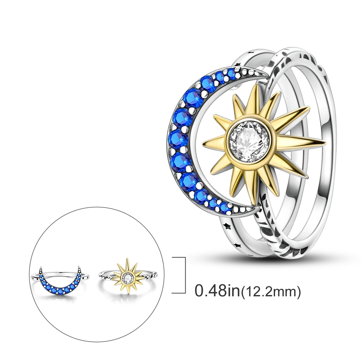 Women's 925 Sterling Silver Stackable Flower Ring, Engagement