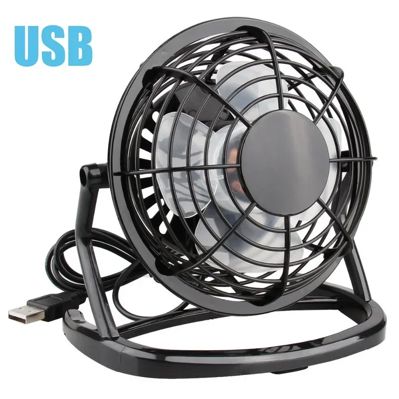 Portable DC 5V Small Desk USB 4 Blades Cooler Cooling Fan USB Mini Fans Desktop PC Ofiice Summer Rotatable Cooling Fan