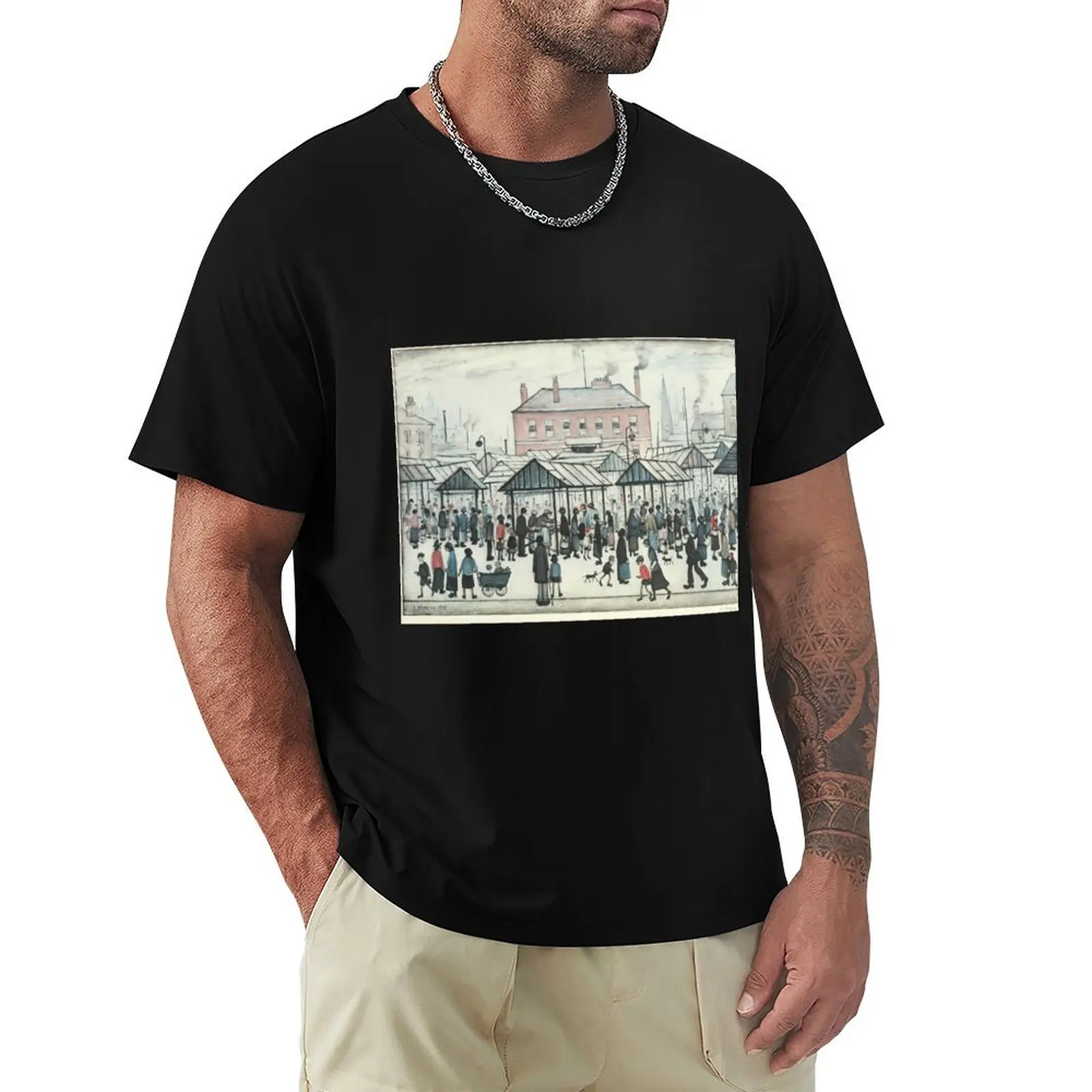 Market Scene, Northern Town, 1939 by L S Lowry T-Shirt Casual Trendy Streetwear Tee Shirt