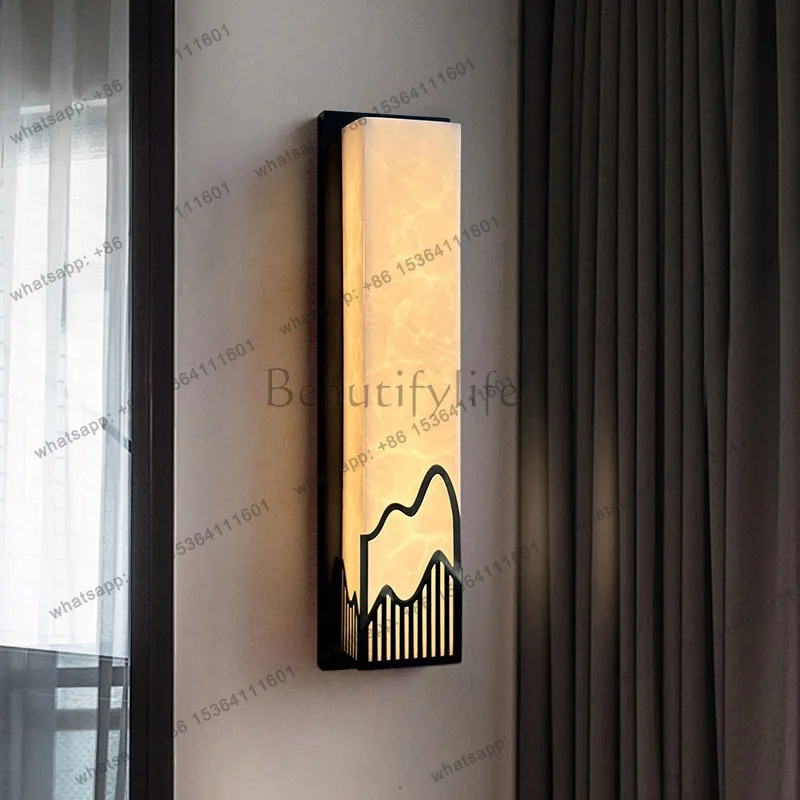 Cross-border new Chinese all-copper imitation marble background wall Chinese wind luminous object
