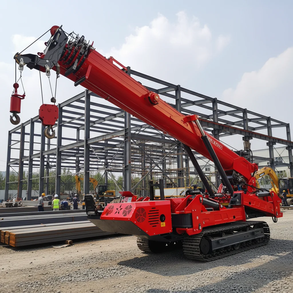 12ton 16ton Spider Crane Telescopic Boom Mini Crawler with Wireless Remote 360 Degree Rotation CE