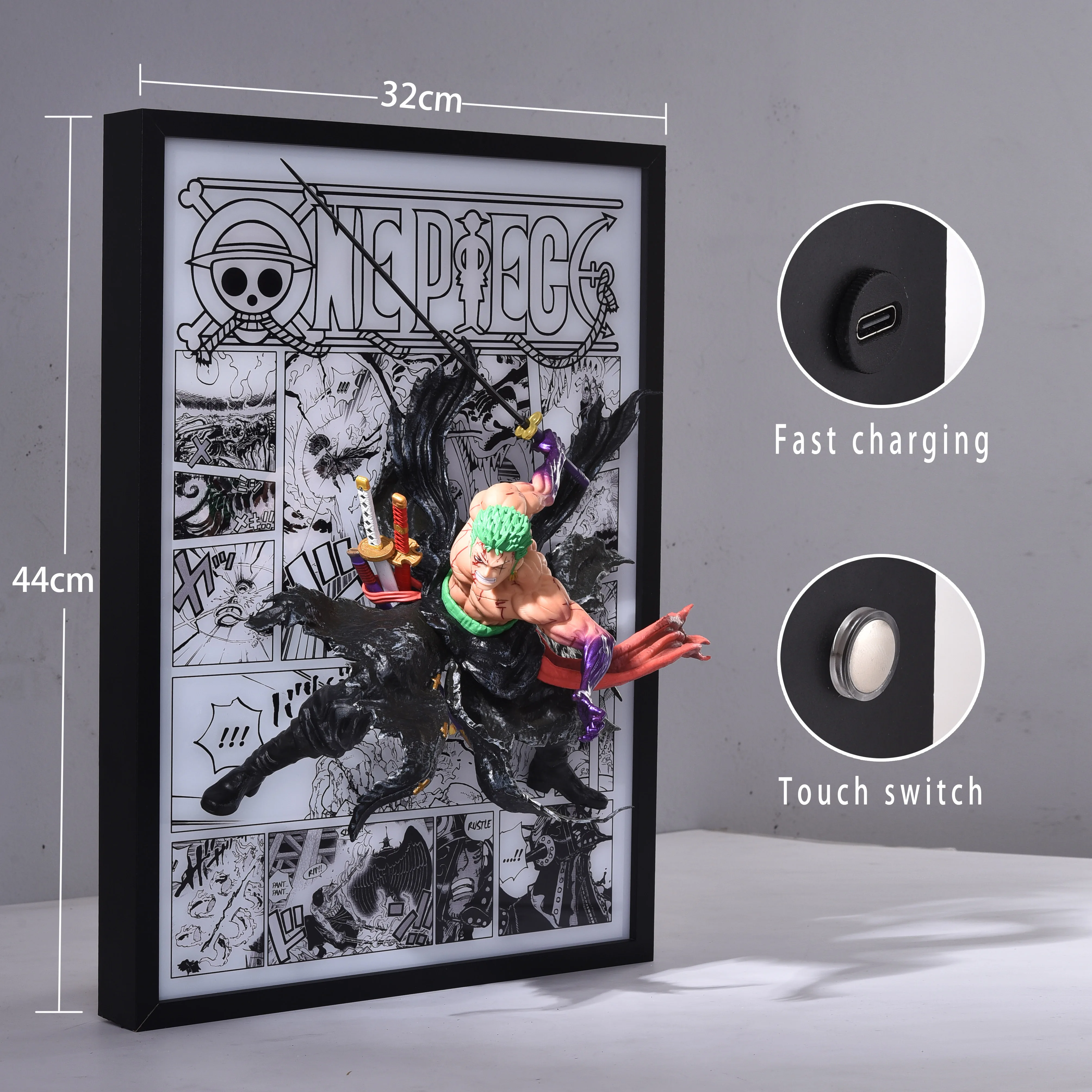 32CM X 44CM Classic Anime Figure Art Home Decor Kids Room Posters Canvas Painting Photo Frame Desktop Night Anime Figurine Toy