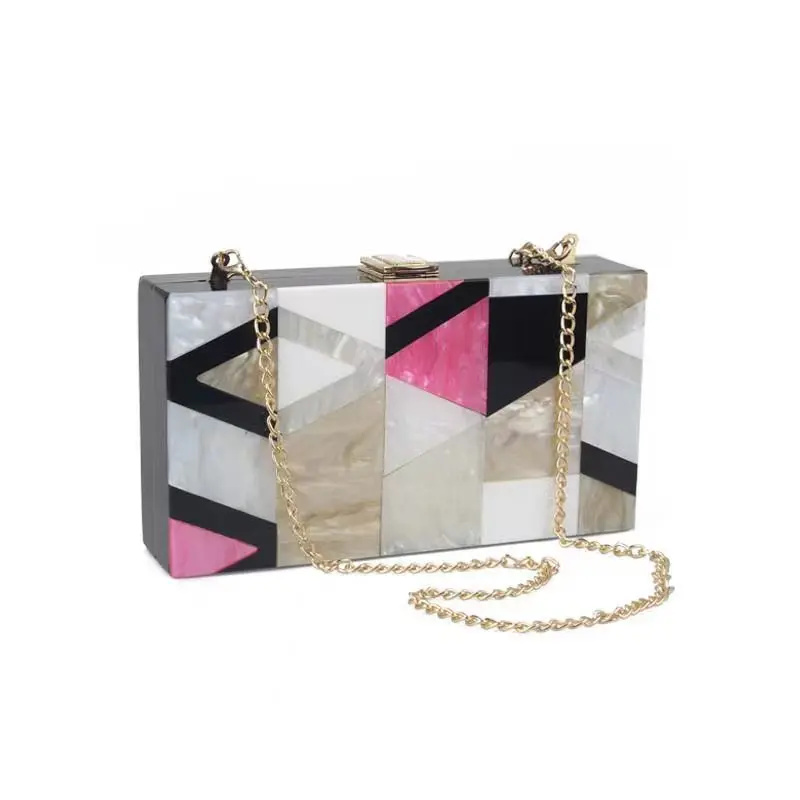 Fashion Splicing Acrylic Handbag Banquet Bag Acrylic Shoulder Messenger Bag Fashion Wallets For Woman Designer Luxury Bags Woman