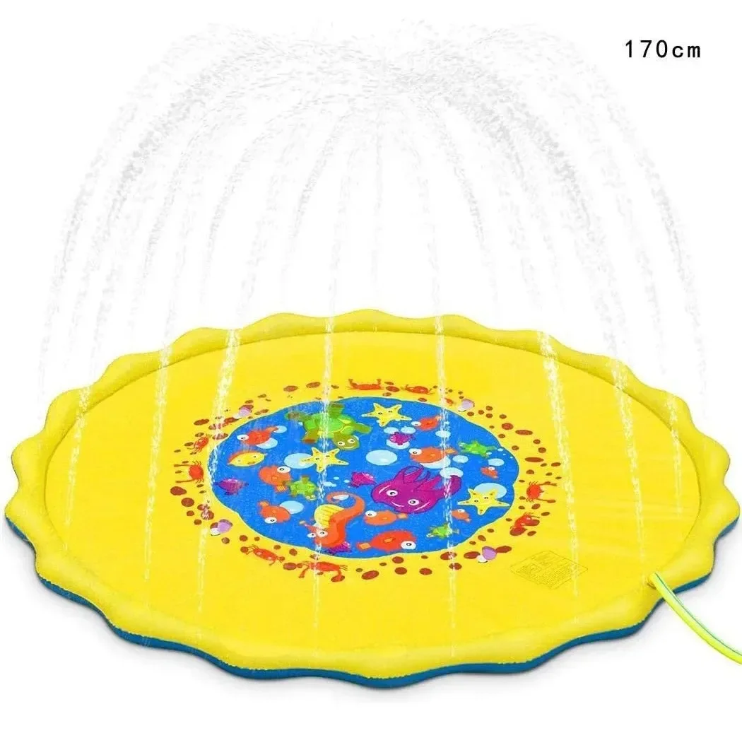 

Summer Kids Sprinkler Play Pad Mat Outdoor Lawn Beach Inflatable Water Spray Water Games Beach Mat Parent Child Games Cushion